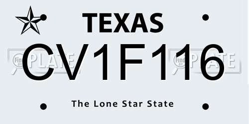 CV1F116 Texas License Plate