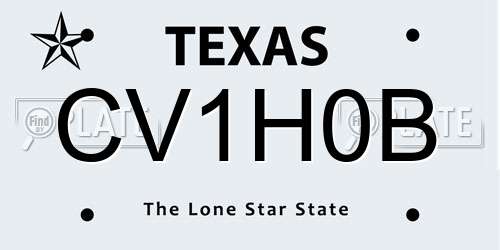 CV1H0B Texas License Plate