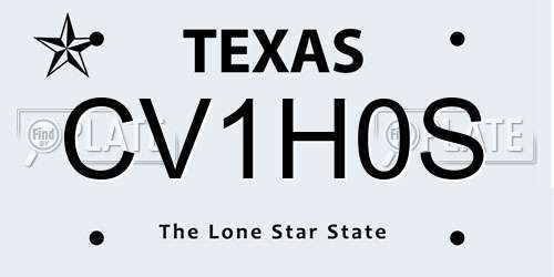 CV1H0S Texas License Plate