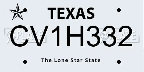 CV1H332 Texas License Plate