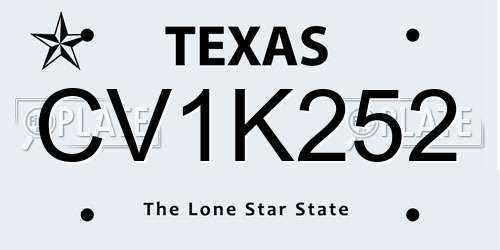 CV1K252 Texas License Plate
