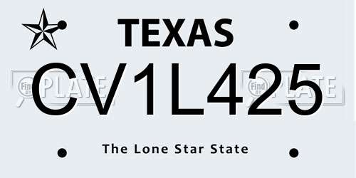 CV1L425 Texas License Plate