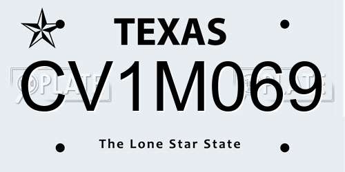 CV1M069 Texas License Plate