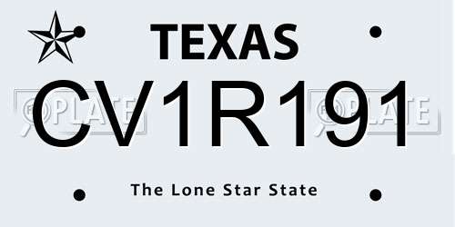 CV1R191 Texas License Plate