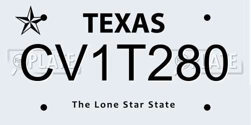 CV1T280 Texas License Plate