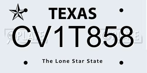 CV1T858 Texas License Plate