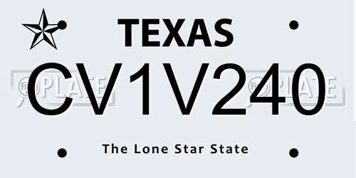 CV1V240 Texas License Plate