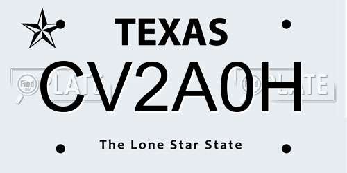 CV2A0H Texas License Plate