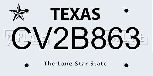 CV2B863 Texas License Plate