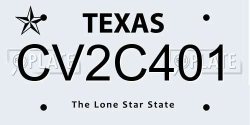 CV2C401 Texas License Plate