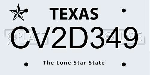 CV2D349 Texas License Plate