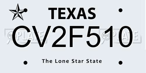 CV2F510 Texas License Plate