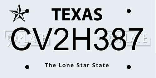 CV2H387 Texas License Plate