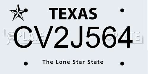 CV2J564 Texas License Plate