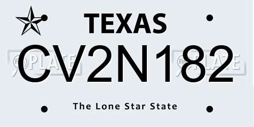 CV2N182 Texas License Plate