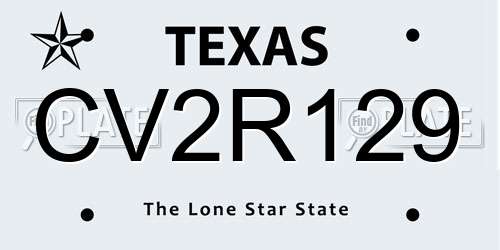 CV2R129 Texas License Plate