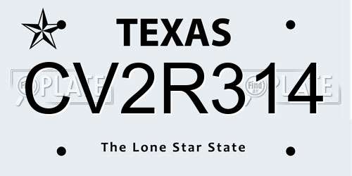 CV2R314 Texas License Plate