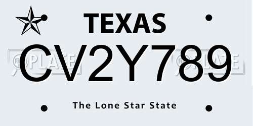 CV2Y789 Texas License Plate