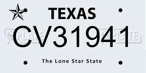 CV31941 Texas License Plate
