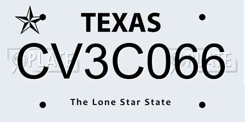 CV3C066 Texas License Plate