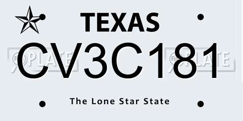 CV3C181 Texas License Plate