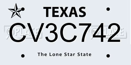 CV3C742 Texas License Plate