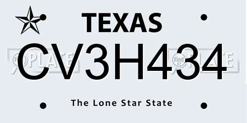 CV3H434 Texas License Plate