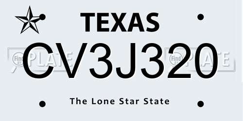 CV3J320 Texas License Plate