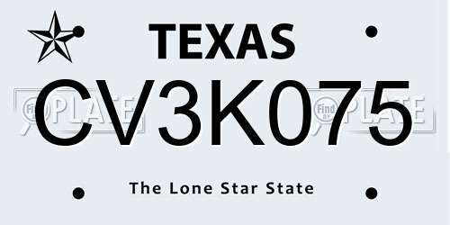 CV3K075 Texas License Plate