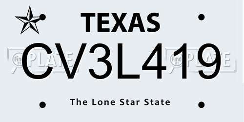 CV3L419 Texas License Plate