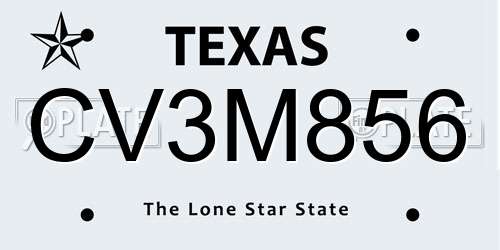 CV3M856 Texas License Plate