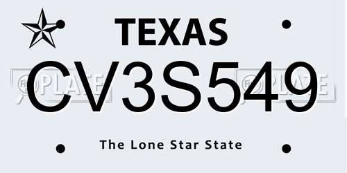 CV3S549 Texas License Plate