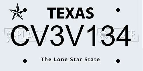 CV3V134 Texas License Plate