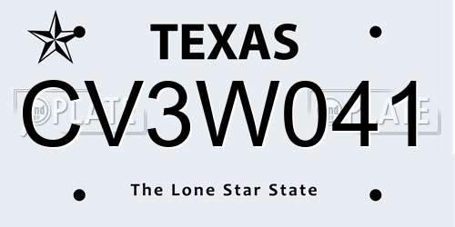 CV3W041 Texas License Plate
