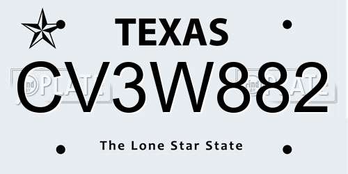 CV3W882 Texas License Plate
