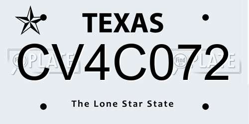 CV4C072 Texas License Plate