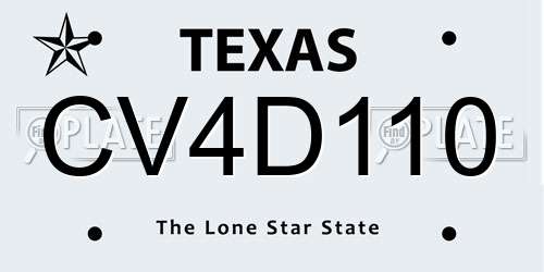 CV4D110 Texas License Plate
