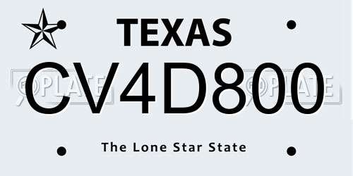 CV4D800 Texas License Plate