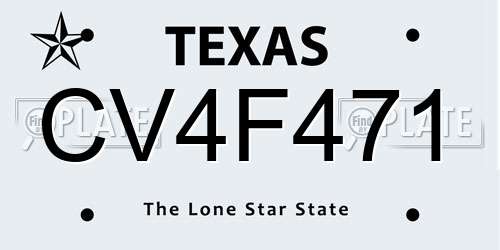 CV4F471 Texas License Plate