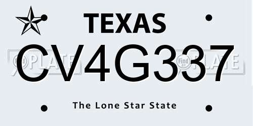 CV4G337 Texas License Plate