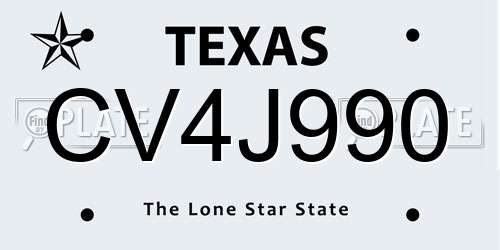CV4J990 Texas License Plate