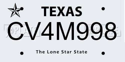 CV4M998 Texas License Plate