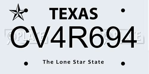 CV4R694 Texas License Plate