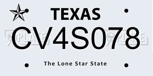 CV4S078 Texas License Plate