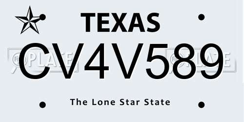 CV4V589 Texas License Plate