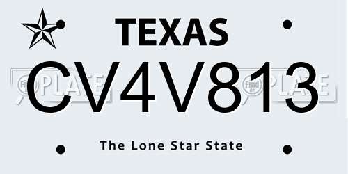 CV4V813 Texas License Plate
