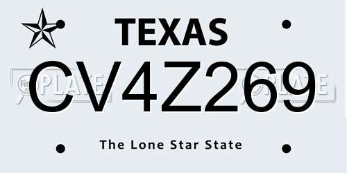 CV4Z269 Texas License Plate