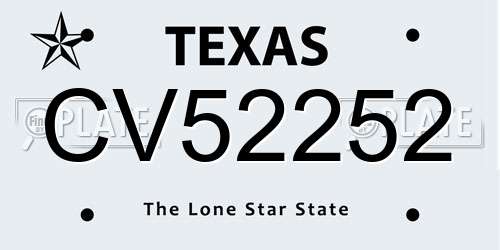 CV52252 Texas License Plate