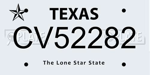 CV52282 Texas License Plate