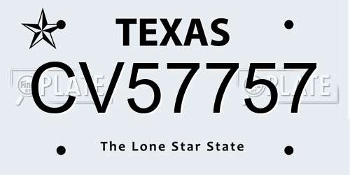 CV57757 Texas License Plate